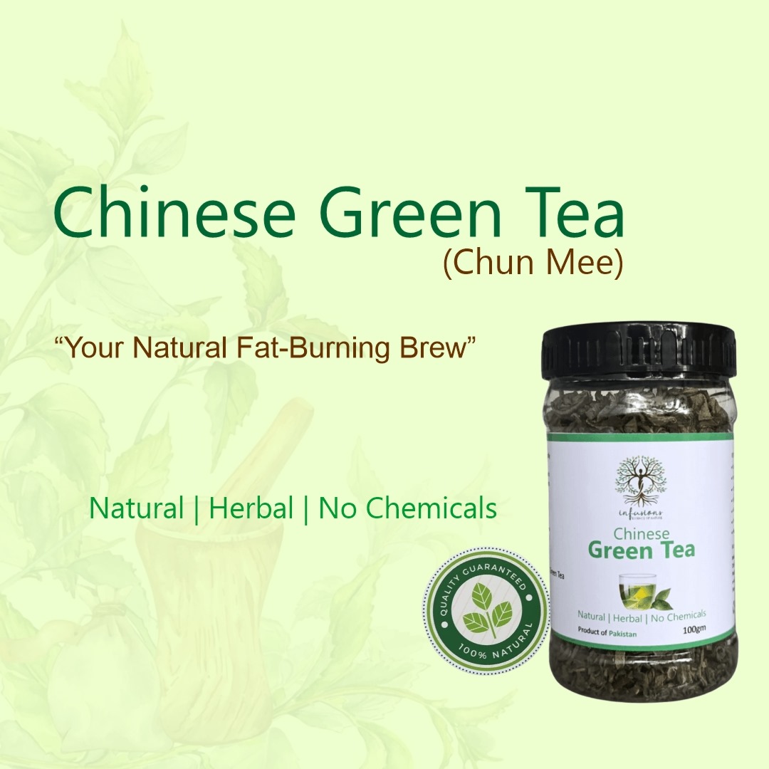 “Cup of green tea for weight management with fresh tea leaves”